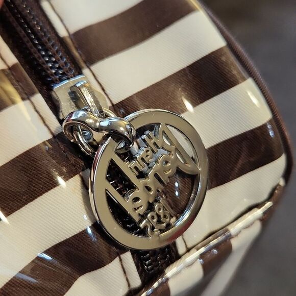 Henri Bendel Brown and White Striped Clear Cosmetic Bag - Picture 6 of 10
